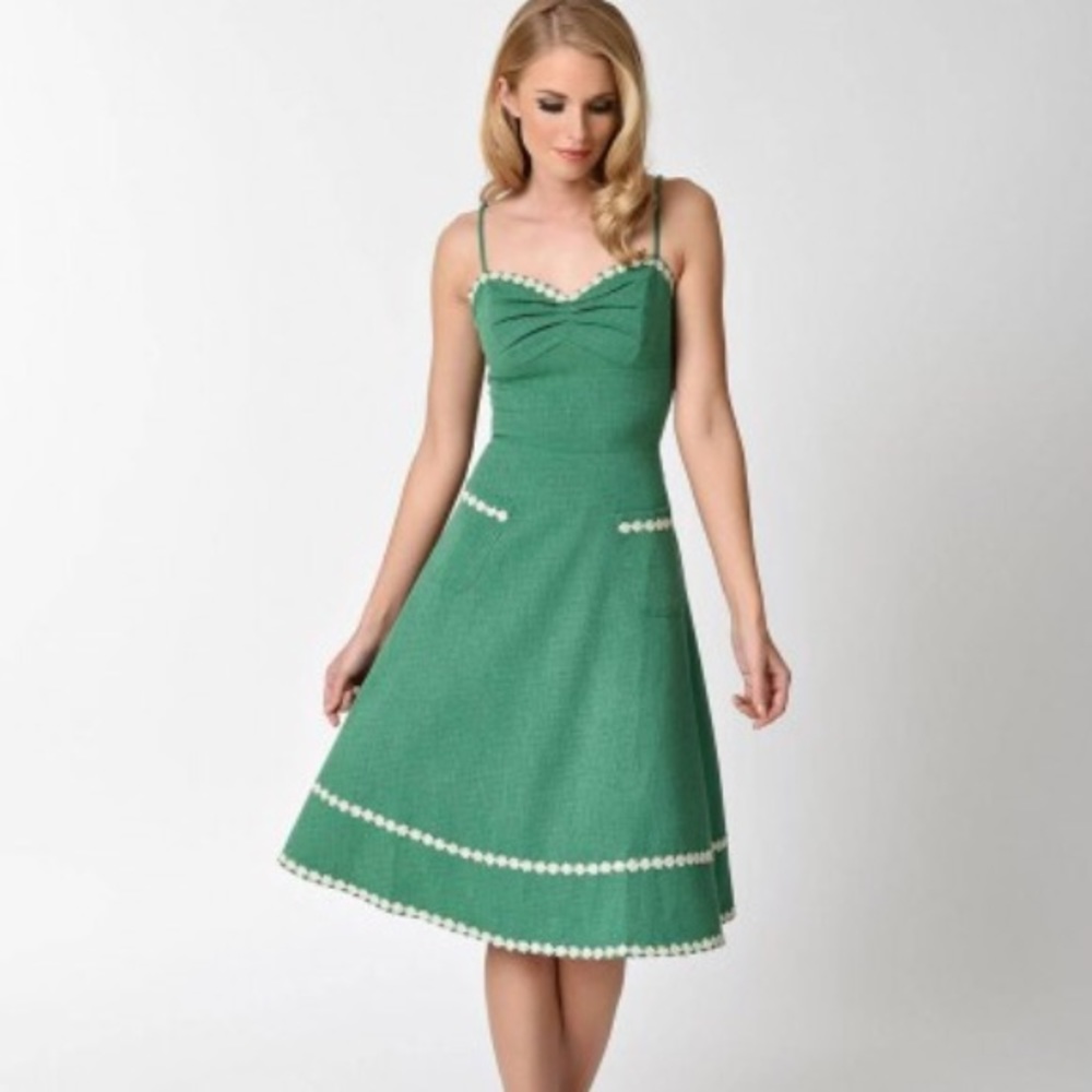 Voodoo Vixen DELILAH Daisy Trimmed Flare Dress